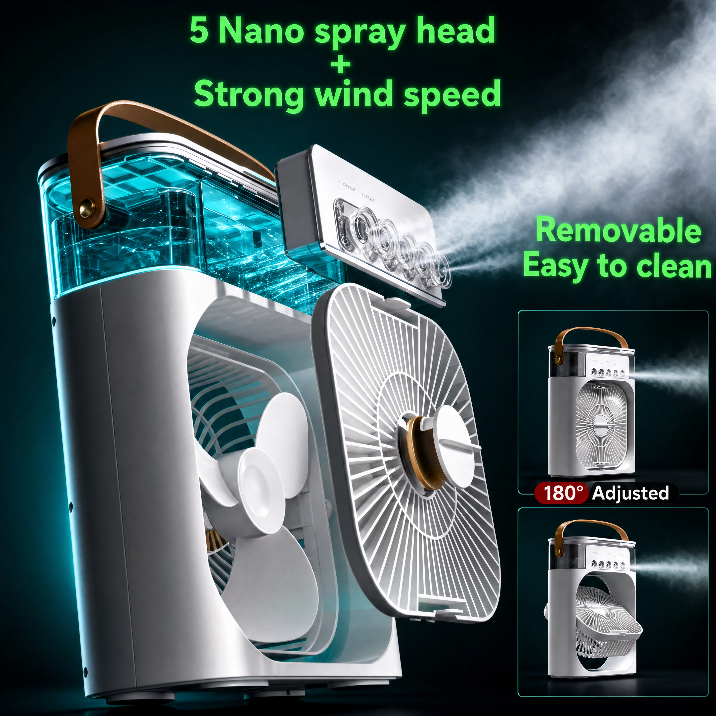 Ventilatore Umidificatore con Luce LED – Raffreddatore d'Aria Portatile USB