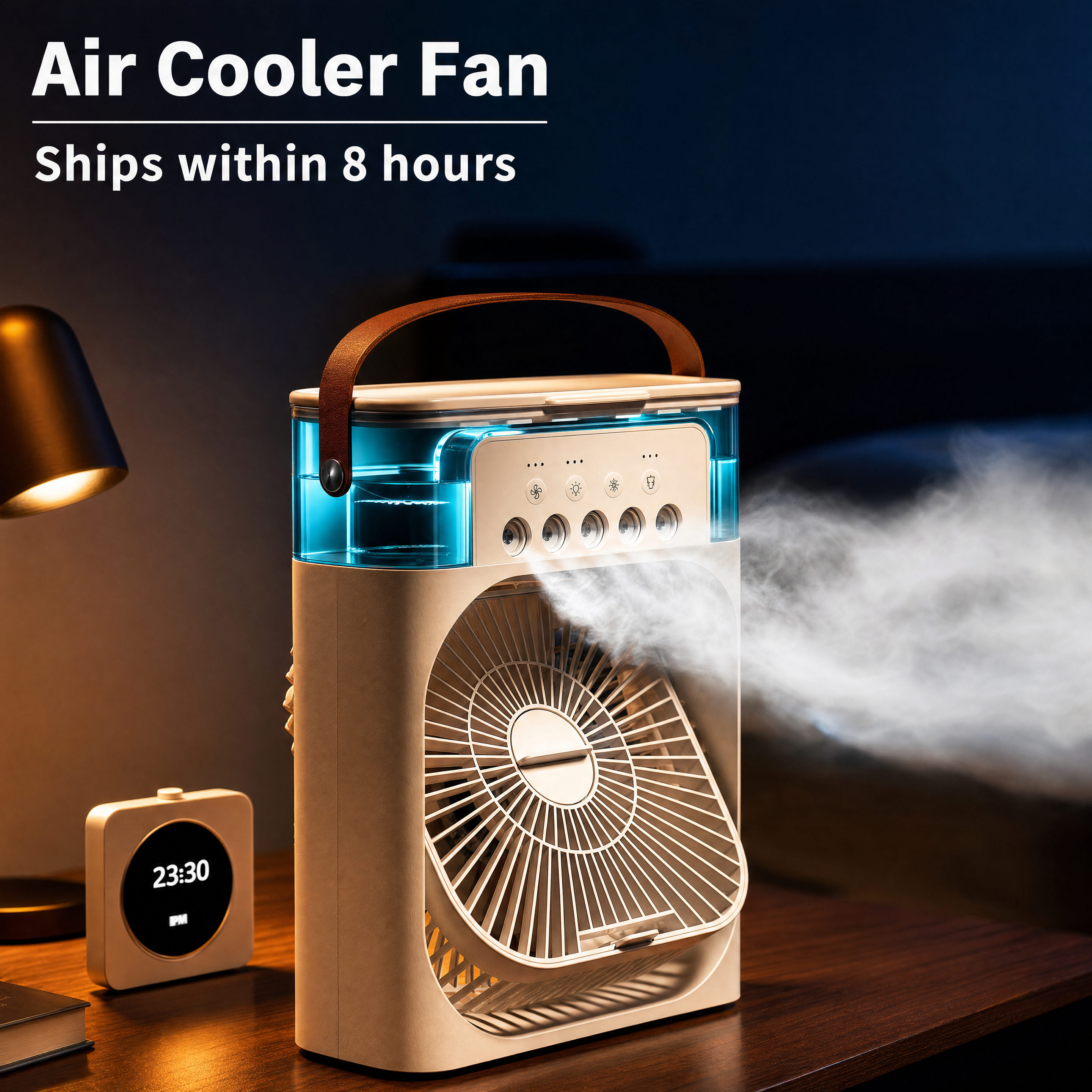 Ventilatore Umidificatore con Luce LED – Raffreddatore d'Aria Portatile USB